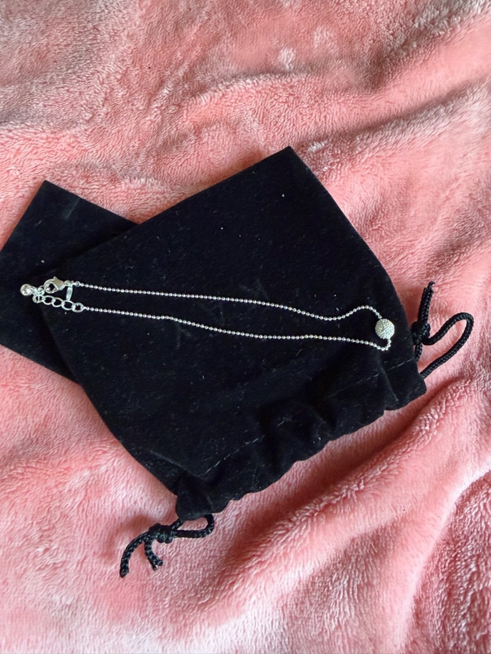 Silver Pavé Ball bracelet or anklet  on Chain